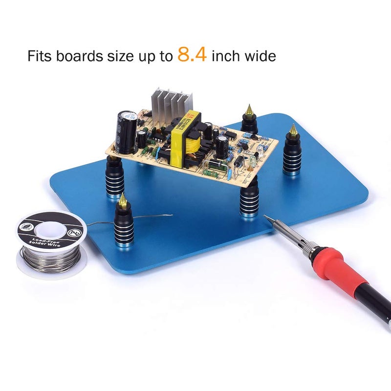 Toolour Soldering Helping Hands 6Pcs PCB Circuit Board Holder ESD Safe,Metal Magnetic Fixture Tower on the Blue Steel Base for Electronic Boards Repairing Soldering Desoldering Rework - Image 4